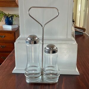 Alessi Clear Glass oil & vinegar set with 18/10 stainless caddy